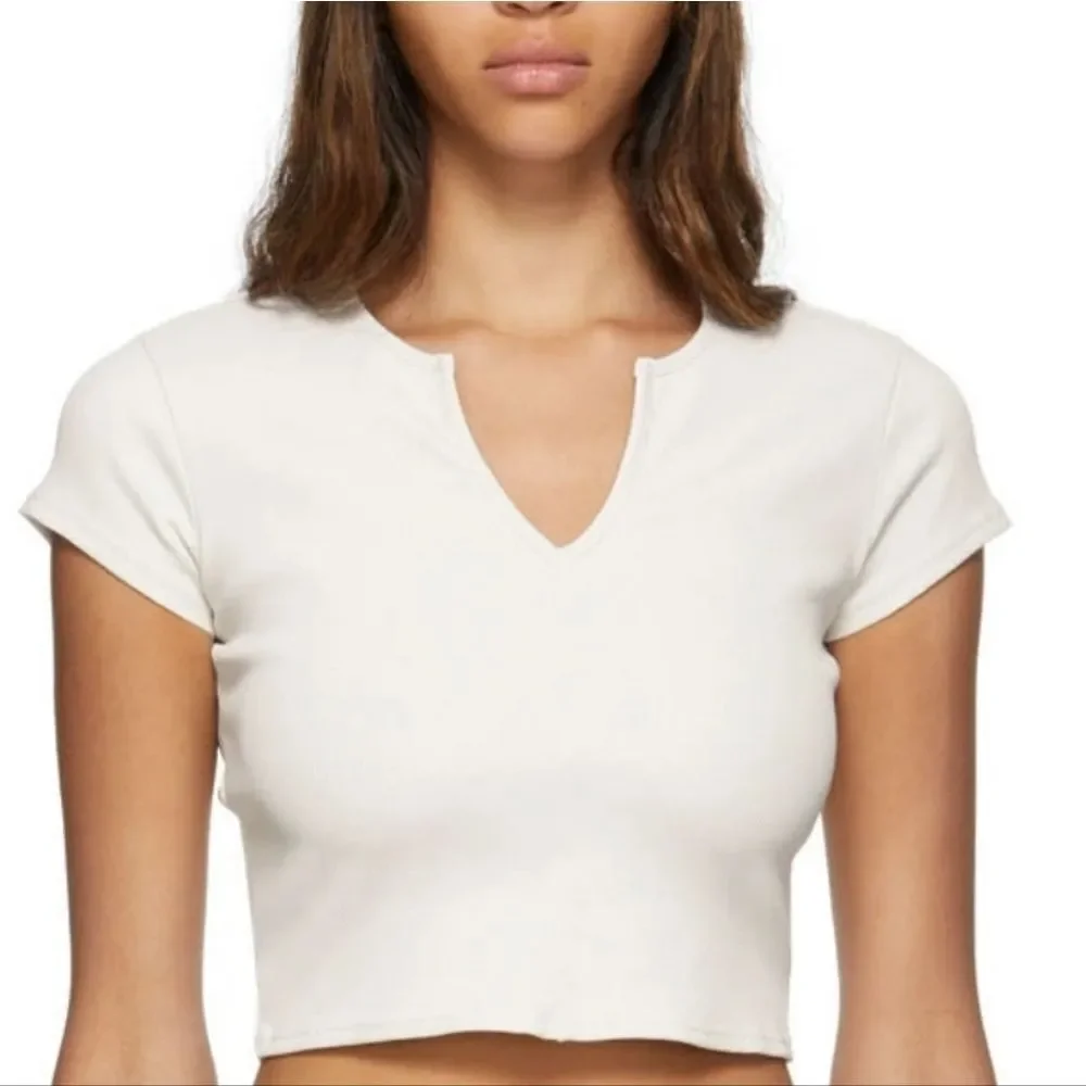 Alo Ivory Ribbed Crop Savvy Sport Top Size Small